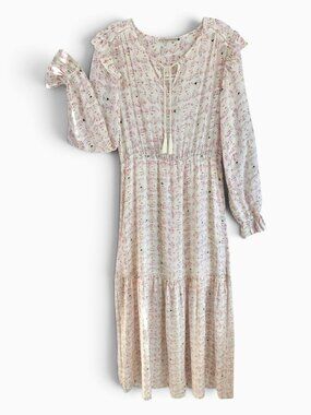 Line Markvardsen Stella S Silk Seashell Prairie Maxi Dress Modest Boho Romantic